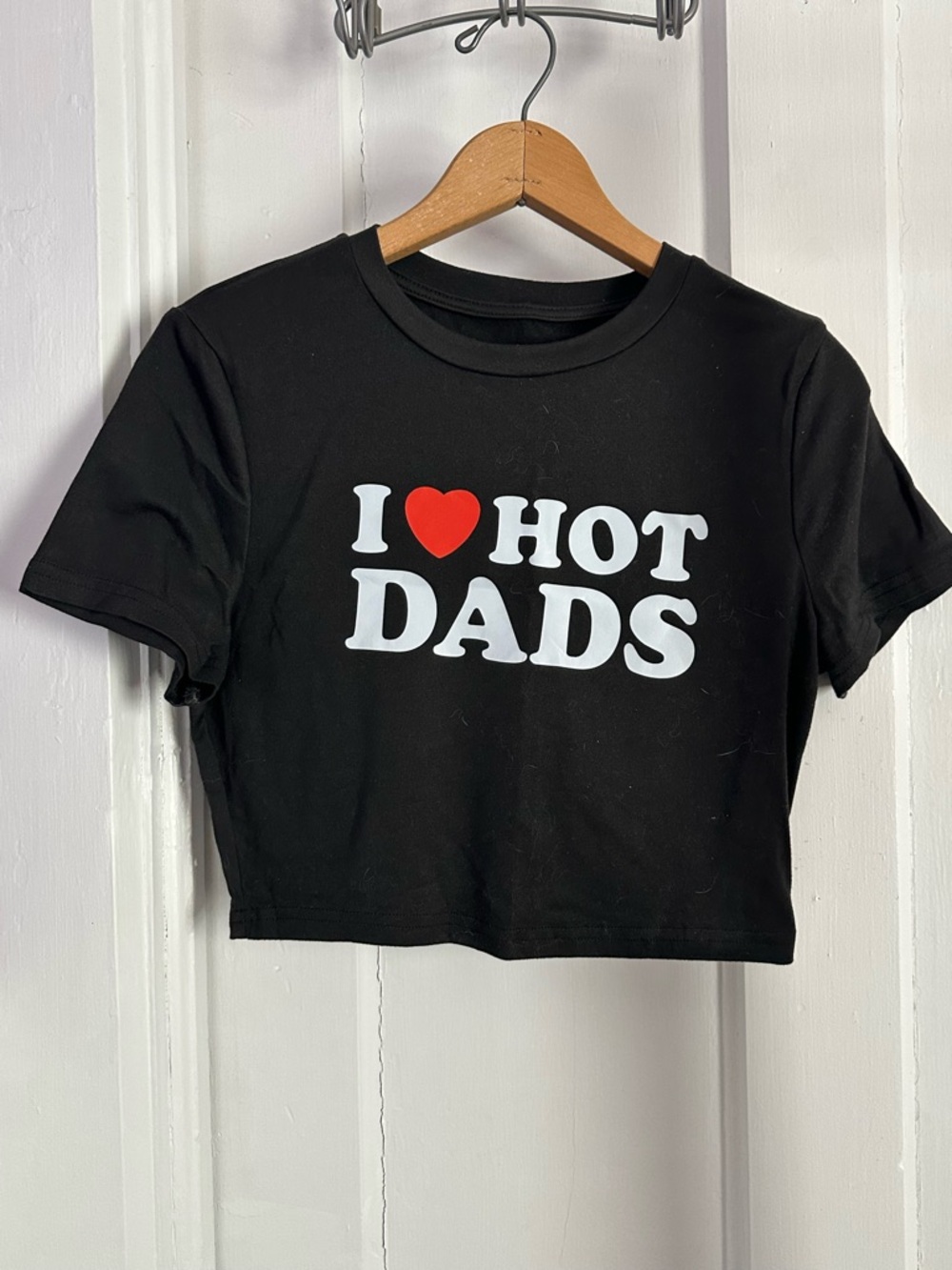 SHEIN Black Crop Tee with Red Heart Graphic